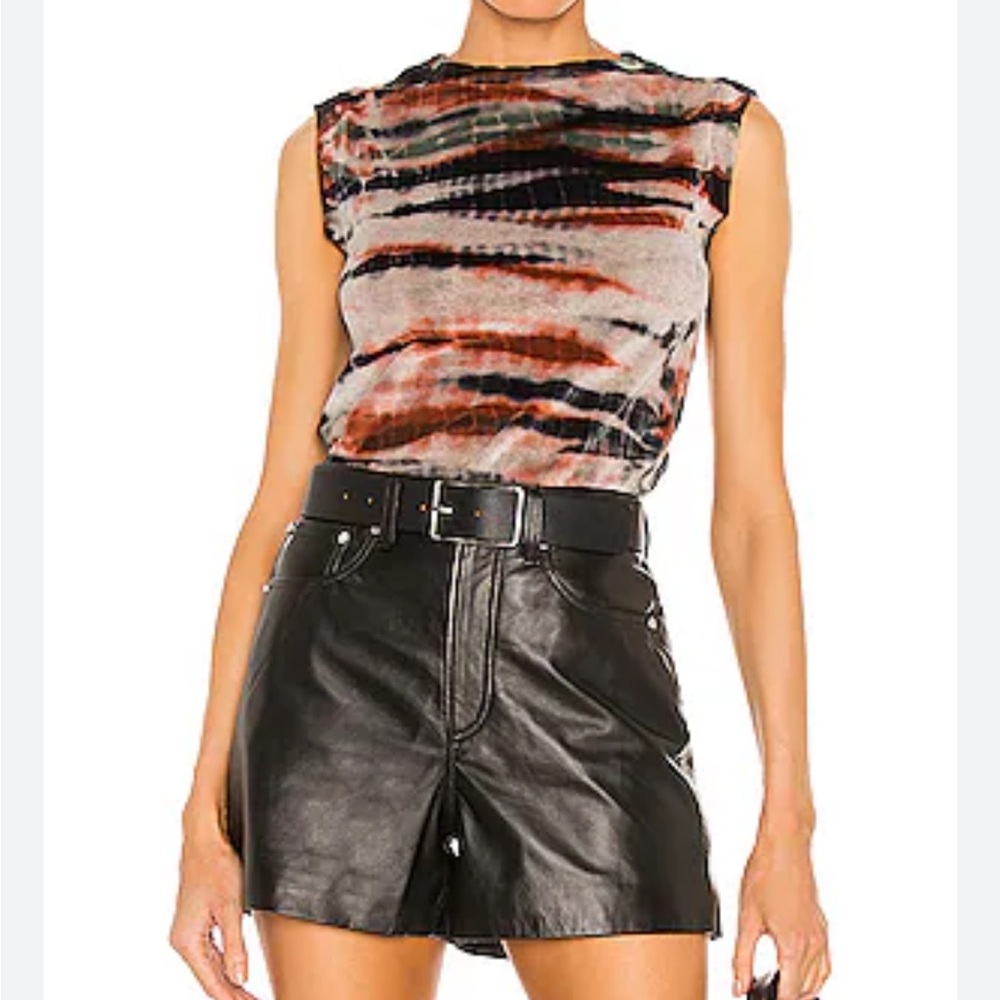 All Saints Black and Red Tie-Dye Muscle Tee